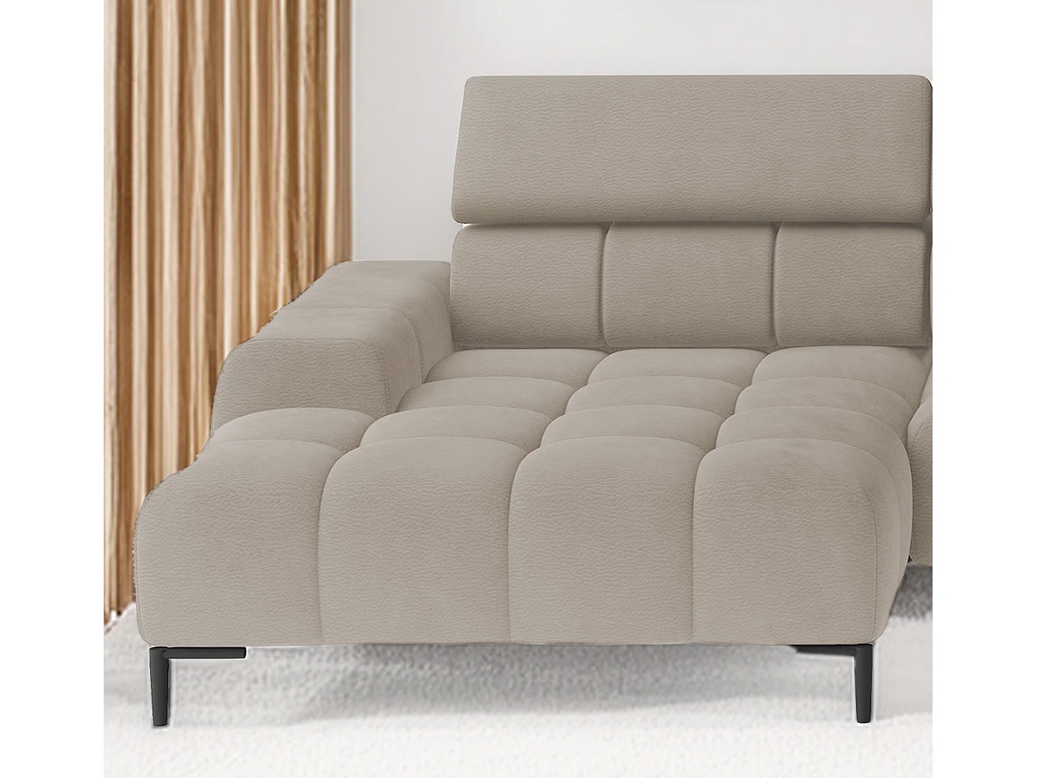 Ecksofa PLAZA-U Stoff SOLAR Eckcouch inkl. bequemer flauschiger Rückenlehne, lang rechts 216cm, kurz links 177cm Industrial Style U-Form Creme