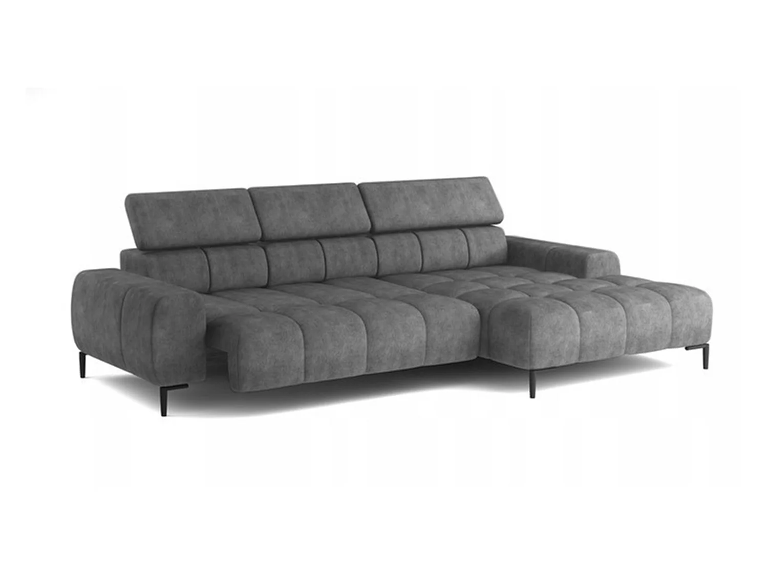 PlazaMINI Canapé d'angle L-forme Droit, canapé avec fonction lit, 3 places, têtières réglables, tissu : SALVADOR, 177x270x99 cm, Anthracite