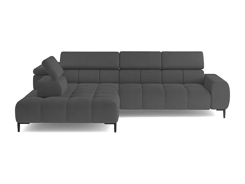 Ecksofa PLAZA-L Stoff SOLAR Eckcouch Inkl. Mit Bequemer Flauschiger Rückenlehne Longchair Links Industrial Style L-Form Links 300x99x216cm GRAU