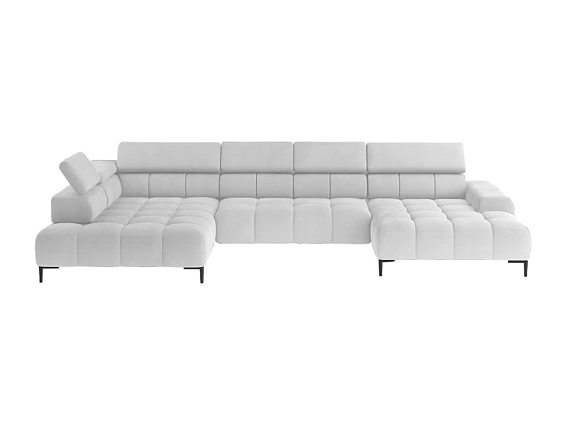 Ecksofa PLAZA-U Stoff SOLAR Eckcouch inkl. bequemer flauschiger Rückenlehne, lang links 216cm, kurz rechts 177cm Industrial Style U-Form Weiß