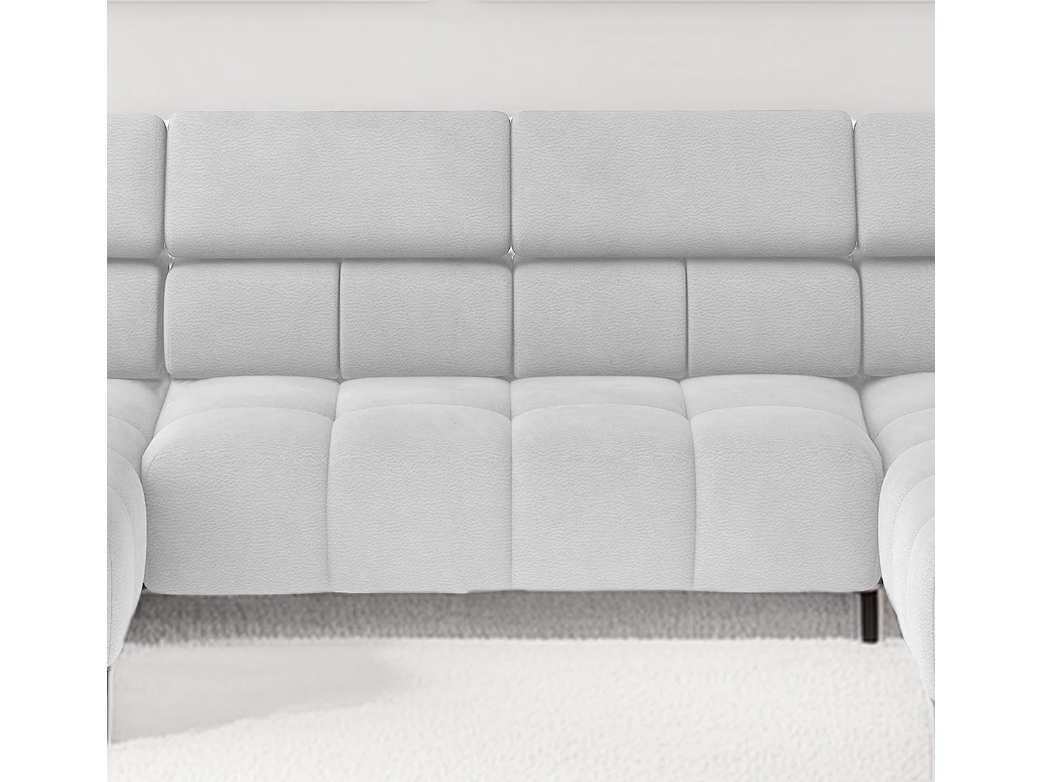 Ecksofa PLAZA-U Stoff SOLAR Eckcouch inkl. bequemer flauschiger Rückenlehne, lang links 216cm, kurz rechts 177cm Industrial Style U-Form Weiß