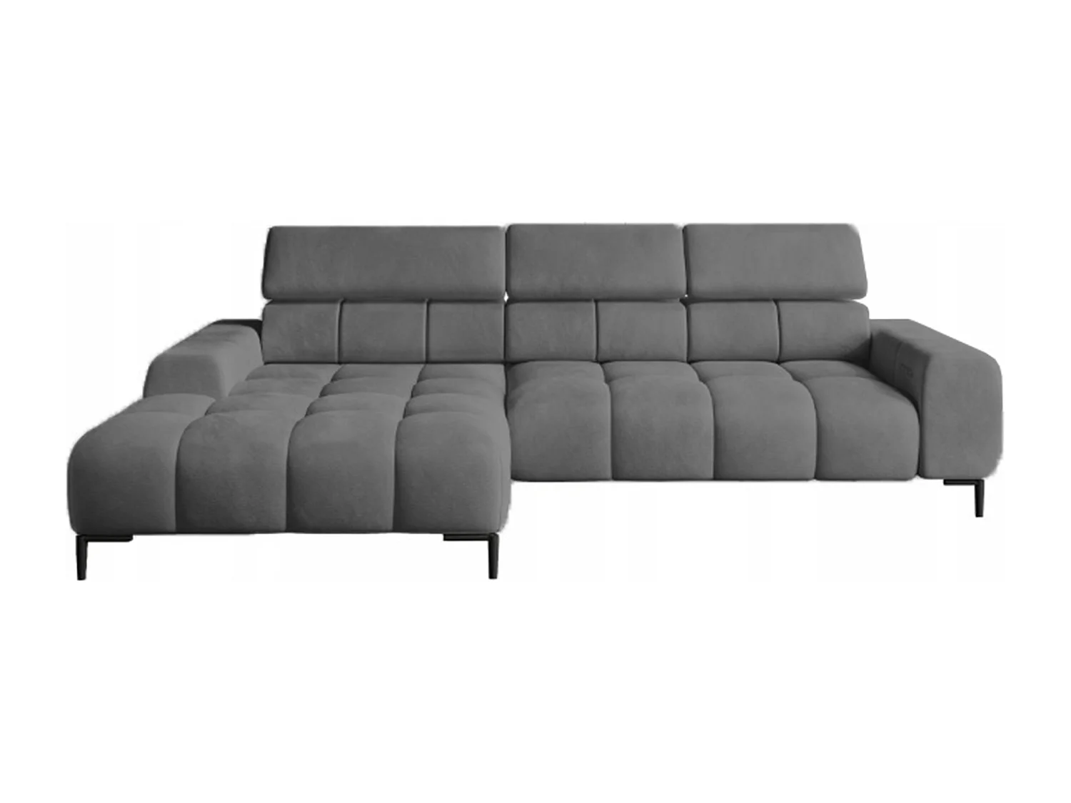PlazaMINI Polsterecke L-Form Links, Ecksofa mit Schlaffunktion, 3-Sitzer, verstellbare Kopfstützen, Stoff: SALVADOR, 177x270x99 cm, Anthrazit