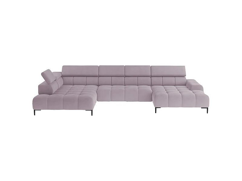 Ecksofa PLAZA-U Stoff SOLAR Eckcouch inkl. bequemer flauschiger Rückenlehne, lang links 216cm, kurz rechts 177cm Industrial Style U-Form Pulverpink