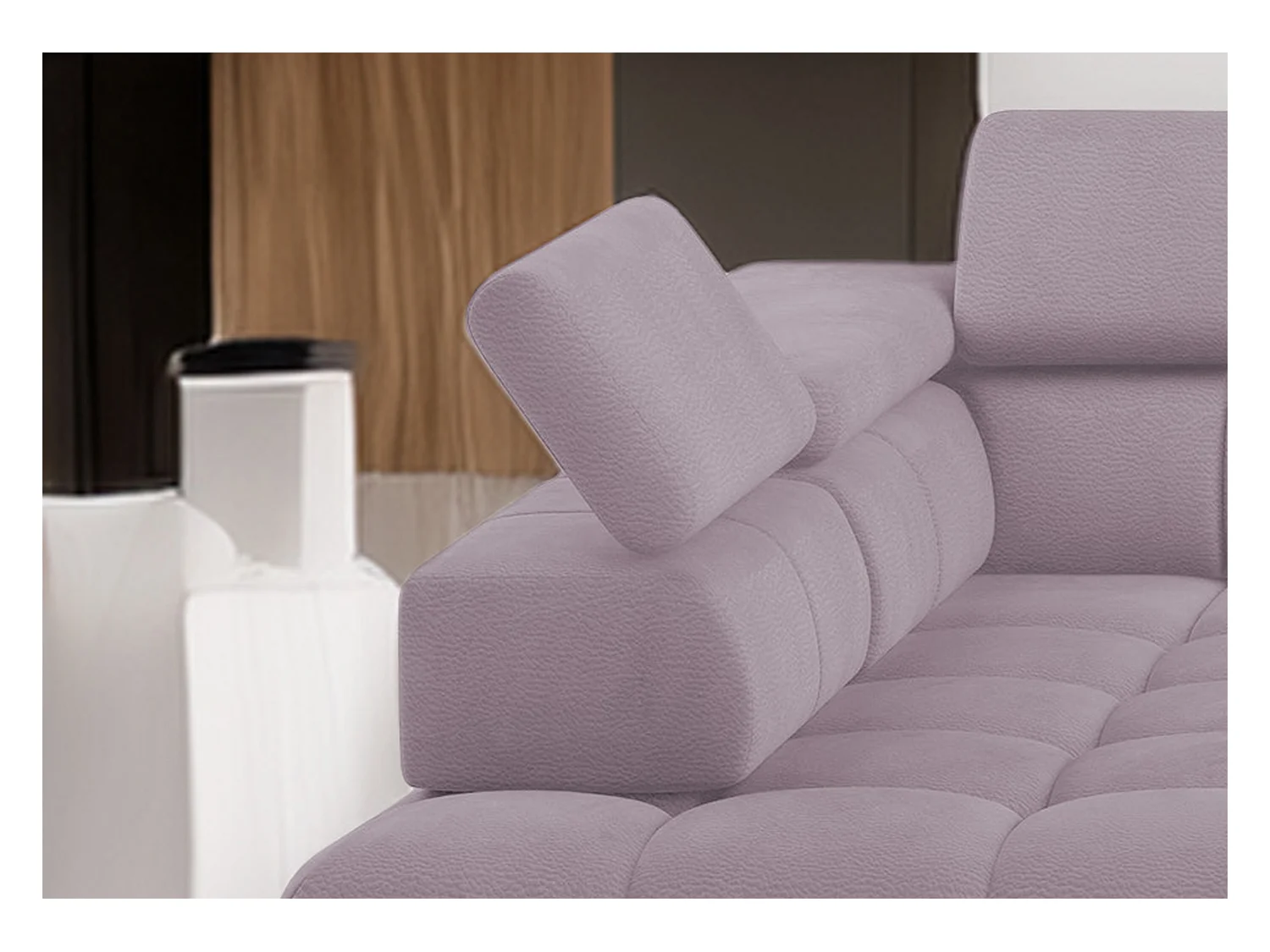 Ecksofa PLAZA-U Stoff SOLAR Eckcouch inkl. bequemer flauschiger Rückenlehne, lang links 216cm, kurz rechts 177cm Industrial Style U-Form Pulverpink