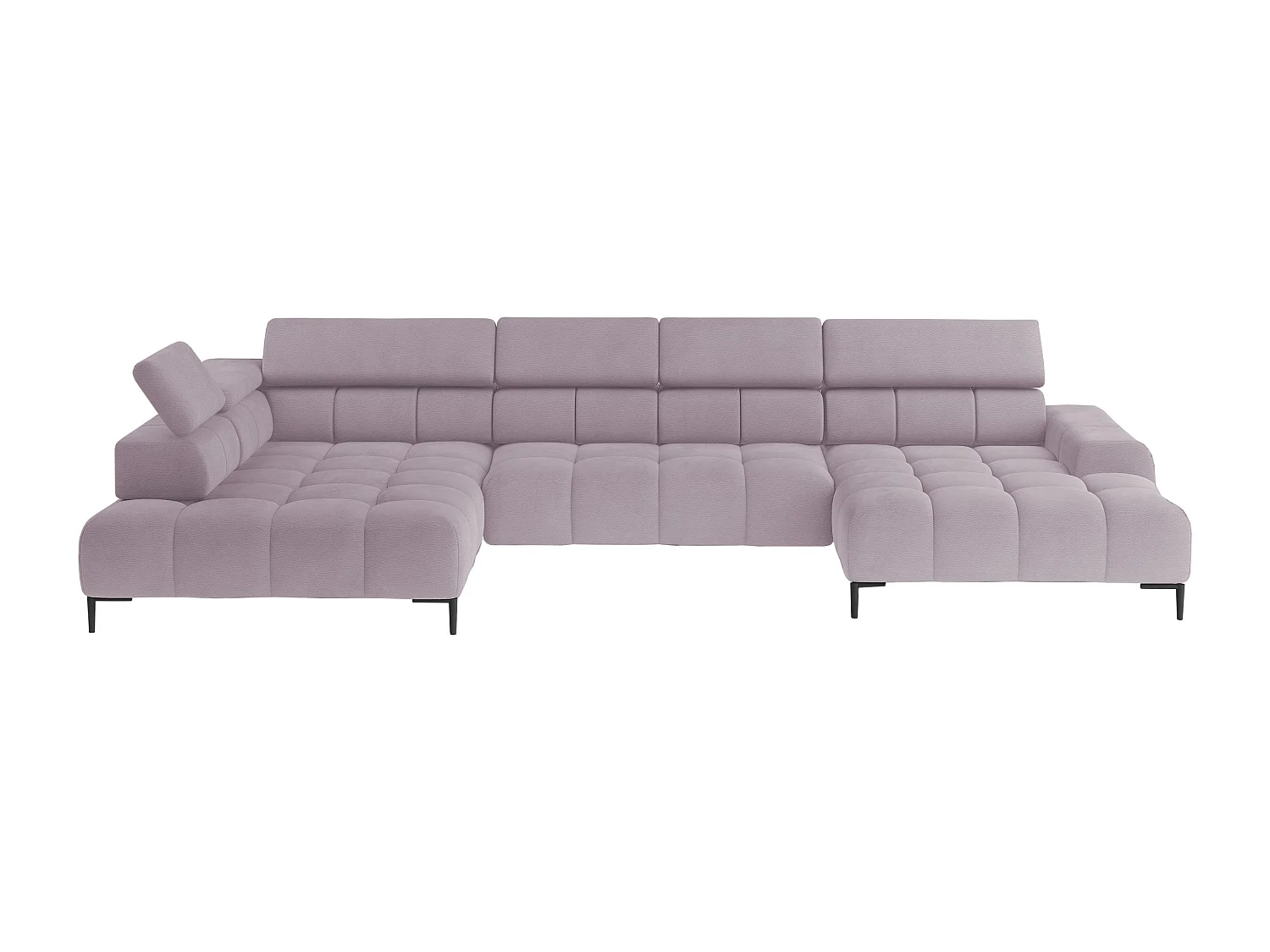 Ecksofa PLAZA-U Stof SOLAR Hoekbank Incl. Comfortabele Rugleuning Lang Links 216cm Kort Rechts 177cm U-Vorm 385x99x216cm ROZE