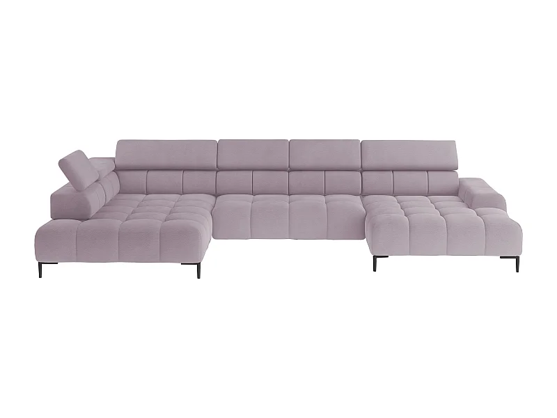 Ecksofa PLAZA-U Stof SOLAR Hoekbank Incl. Comfortabele Rugleuning Lang Links 216cm Kort Rechts 177cm U-Vorm 385x99x216cm ROZE