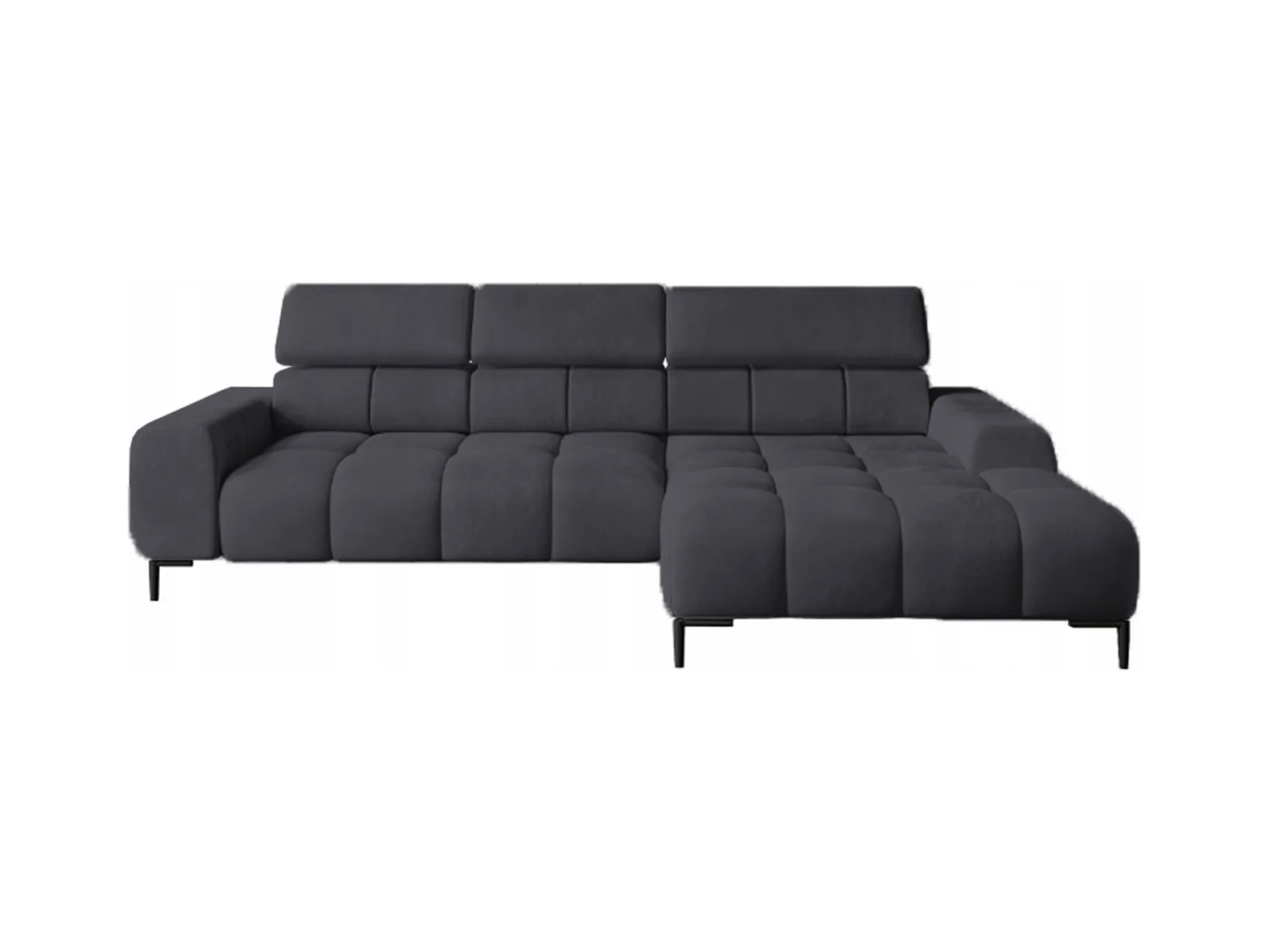PlazaMINI Polsterecke L-Form Rechts, Ecksofa mit Schlaffunktion, 3-Sitzer, verstellbare Kopfstützen, MONOLITH, 177x270x99 cm, Marineblau