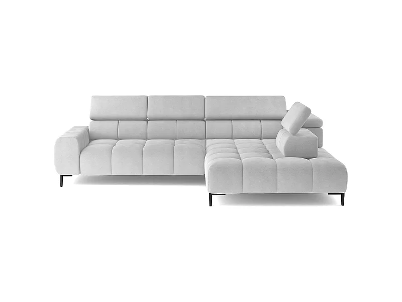 Ecksofa PLAZA-L Stoff SOLAR Eckcouch Inkl. Mit Bequemer Flauschiger Rückenlehne Longchair Rechts Industrial Style L-Form Rechte 300x99x216cm WEISS