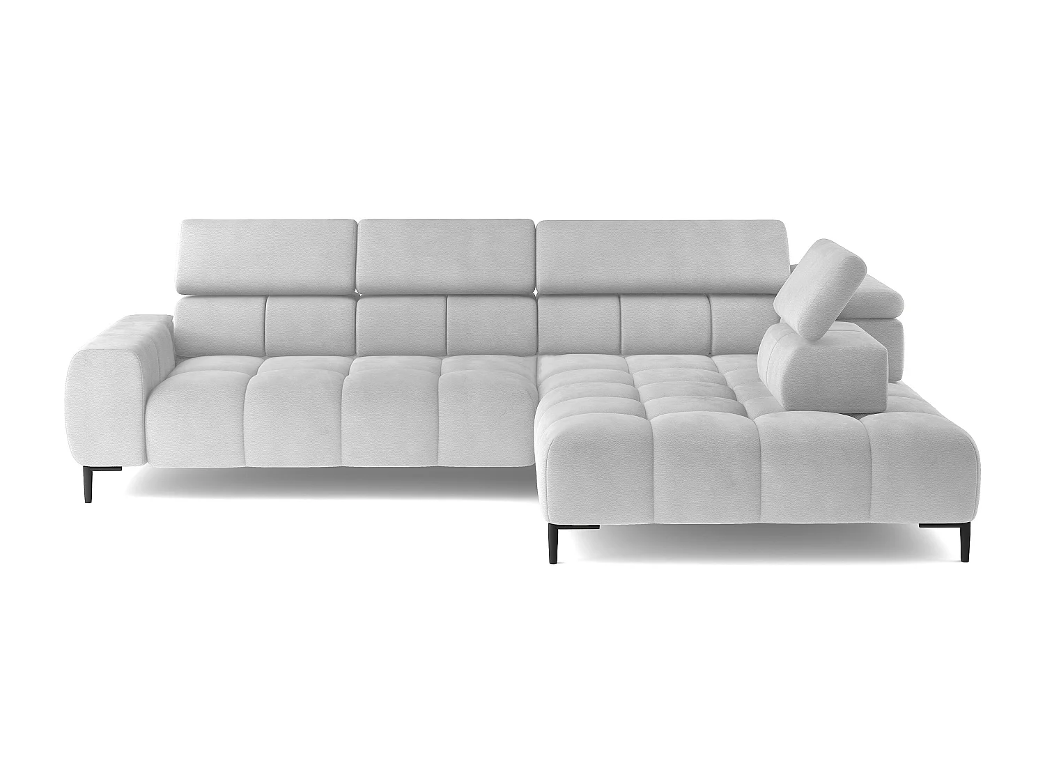 Hoeksalon PLAZA-L Stof SOLAR Hoekbank Inclusief Comfortabele Zachte Rugleuning Longchair Rechts Industrieel Stijl L-Vorm Rechts 300x99x216cm WIT