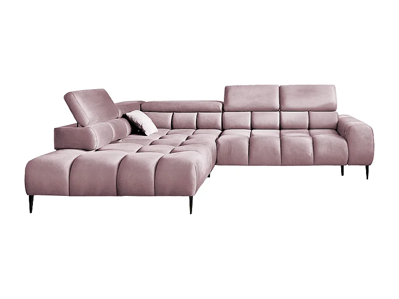 Ecksofa PLAZA-L Linke Funktional Komfortable Schlaffunktion Verstellbare Kopfstützen Verstellbarer Sitz Wellenfedersystem 300x216x99cm Puderrosa