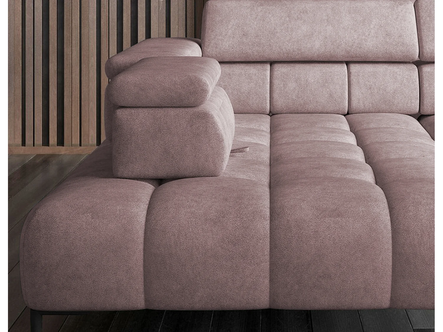 PLAZA-L Hoekbank Links Functioneel Comfortabel Bedfunctie Verstelbare Rugleuningen Verstelbare Zitting Verensysteem 300x216x99cm Poederroze