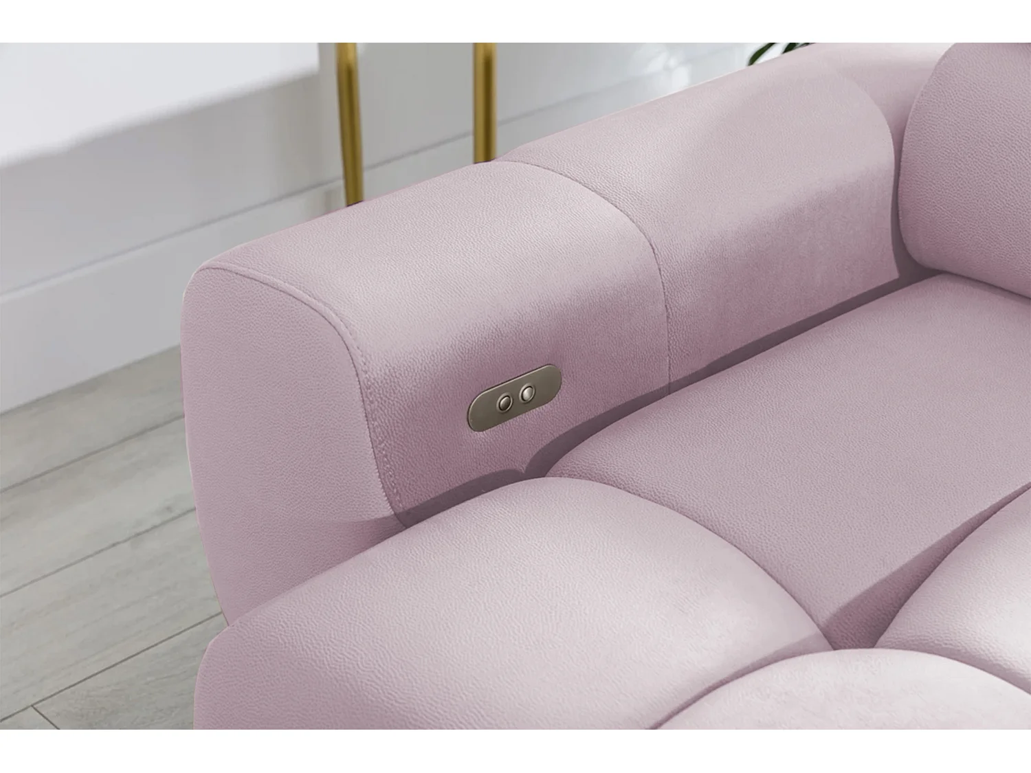 Hoeksalon PLAZA-MINI Stof SOLAR Longchair Rechts, Zachte Rugleuning, Industrieel Stijl, L-Vorm, 270x99x177cm, R-PULVERROZE