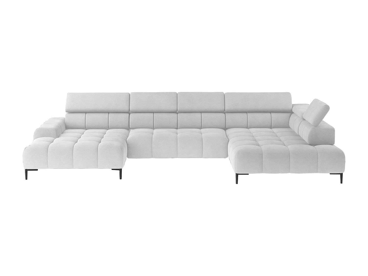 Ecksofa PLAZA-U Stof SOLAR Hoekbank Incl. Comfortabele Rugleuning Lang Rechts 216cm Kort Links 177cm U-Vorm 385x99x216cm WIT