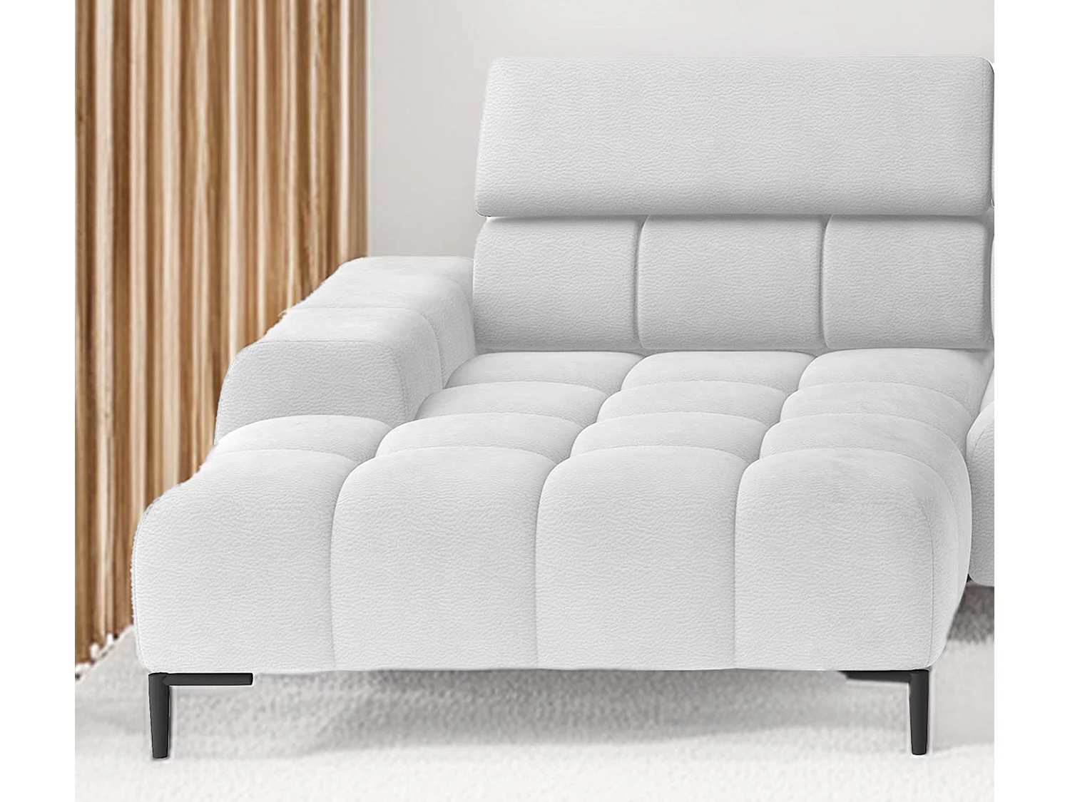 Ecksofa PLAZA-U Stof SOLAR Hoekbank Incl. Comfortabele Rugleuning Lang Rechts 216cm Kort Links 177cm U-Vorm 385x99x216cm WIT