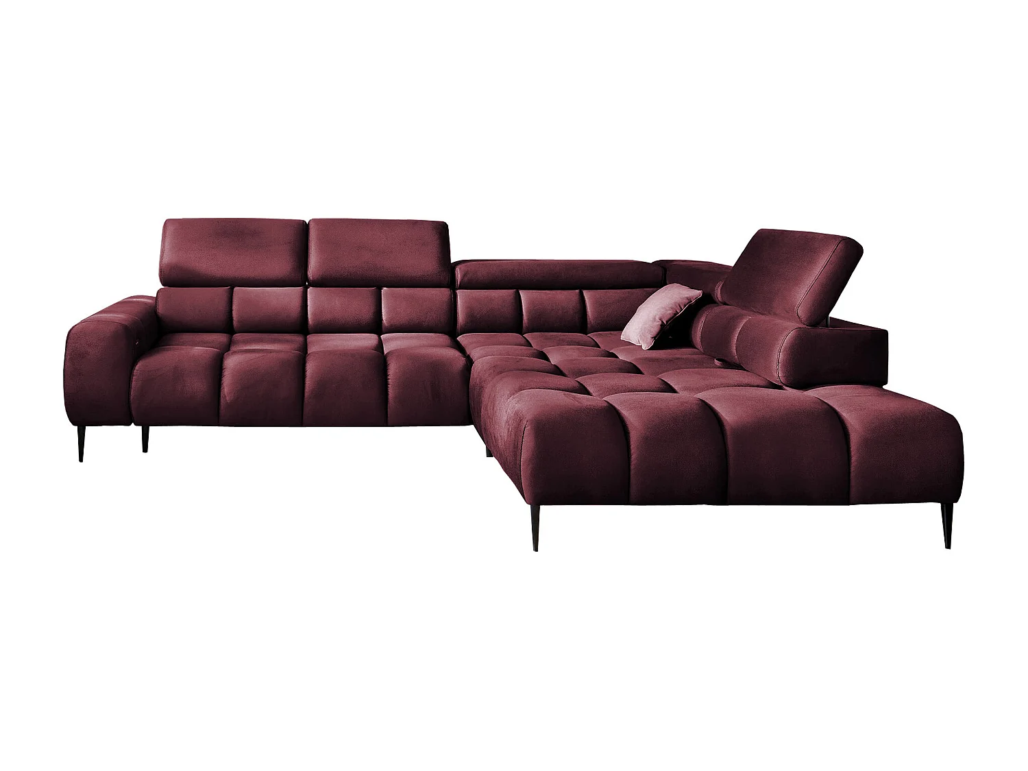 PLAZA-L Hoekbank Rechts Functioneel Comfortabel Bedfunctie Verstelbare Rugleuningen Verstelbare Zitting Verensysteem 300x216x99cm Bordeaux