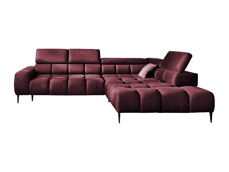 Canapé d'angle PLAZA-L droite Fonctionnel Confortable avec fonction lit Têtières réglables Assise réglable 300x216x99 cm Bordeaux