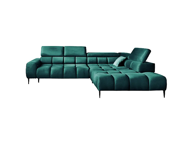 Ecksofa PLAZA-L Rechte Funktional Komfortable Schlaffunktion Verstellbare Kopfstützen Verstellbarer Sitz Wellenfedersystem 300x216x99cm Grün