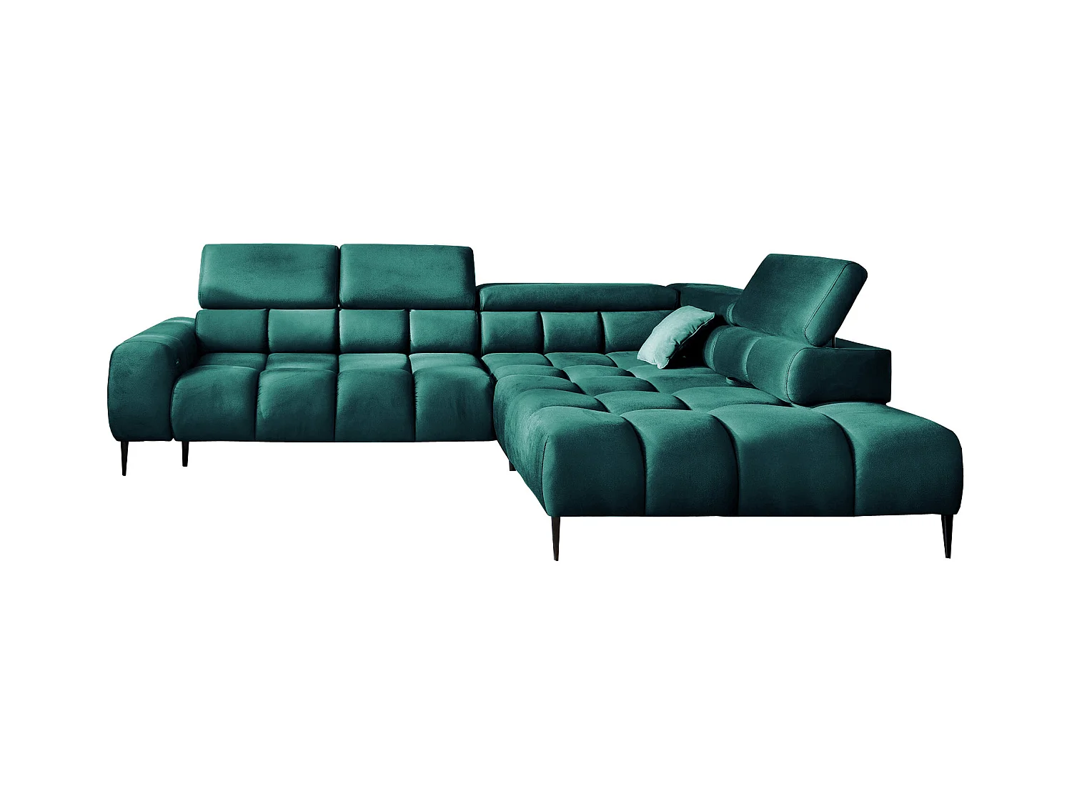 Canapé d'angle PLAZA-L droite Fonctionnel Confortable avec fonction lit Têtières réglables Assise réglable 300x216x99 cm Vert