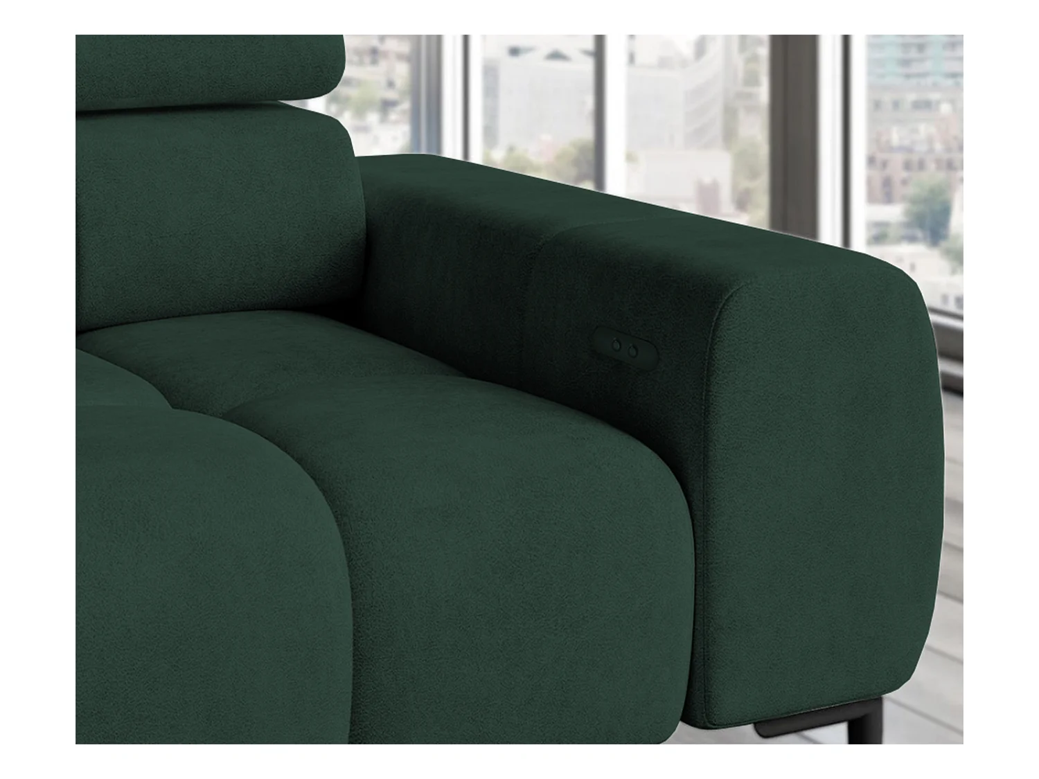 Canapé d'angle PLAZA-L droite Fonctionnel Confortable avec fonction lit Têtières réglables Assise réglable 300x216x99 cm Vert