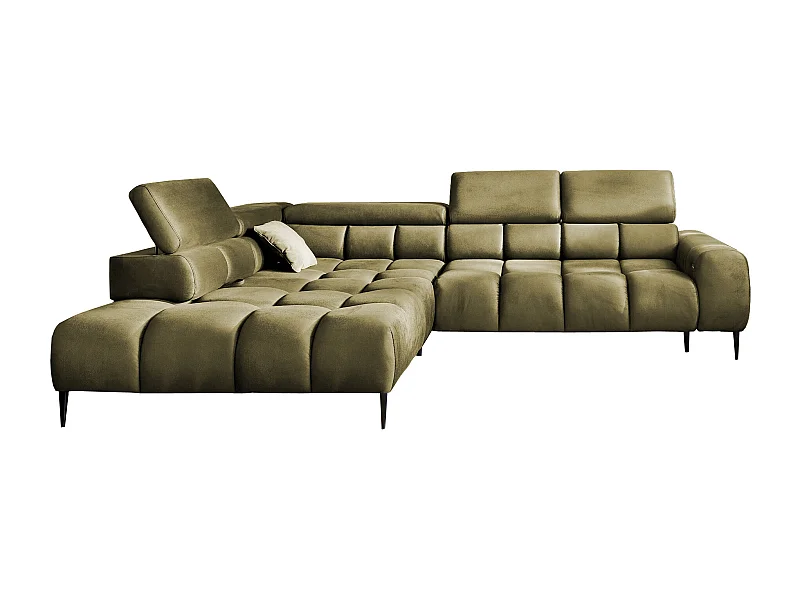 Ecksofa PLAZA-L Linke Funktional Komfortable Schlaffunktion Verstellbare Kopfstützen Verstellbarer Sitz Wellenfedersystem 300x216x99cm Esche