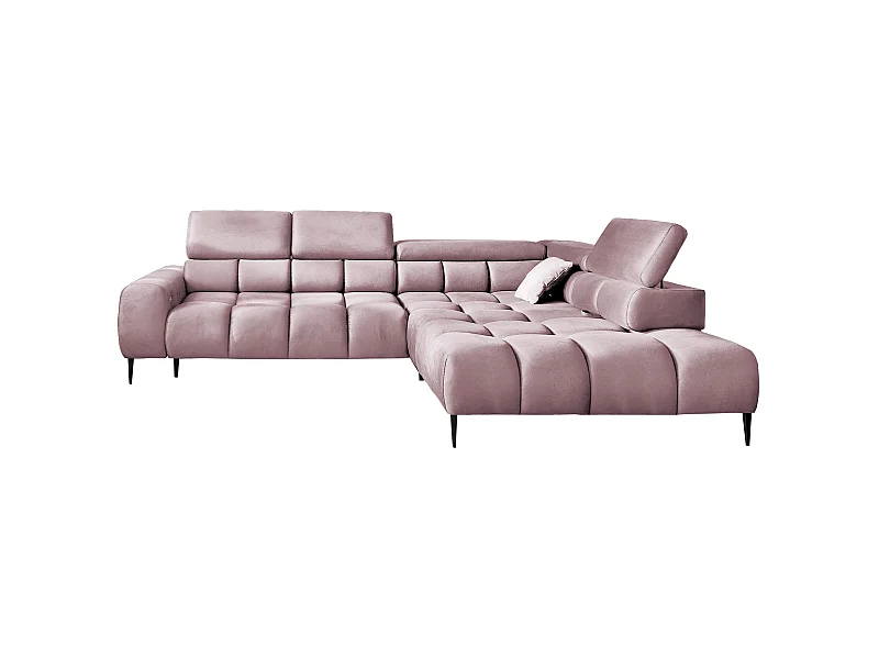 Ecksofa PLAZA-L Rechte Funktional Komfortable Schlaffunktion Verstellbare Kopfstützen Verstellbarer Sitz Wellenfedersystem 300x216x99cm Puderrosa