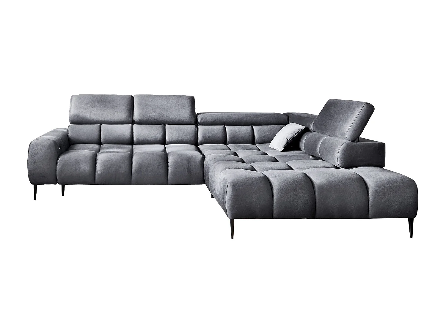 PLAZA-L Hoekbank Rechts Functioneel Comfortabel Bedfunctie Verstelbare Rugleuningen Verstelbare Zitting Verensysteem 300x216x99cm Donkergrijs