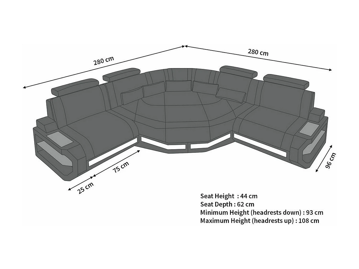 Ledersofa Asti L Mini Ledermix Blau Schwarz