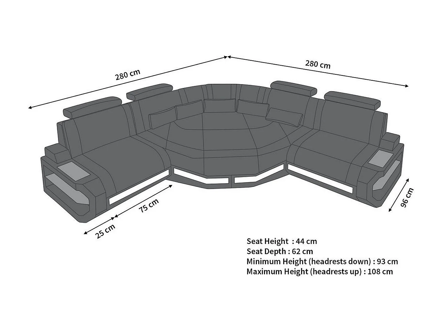 Ledersofa Asti L Mini Echtleder Blau Schwarz