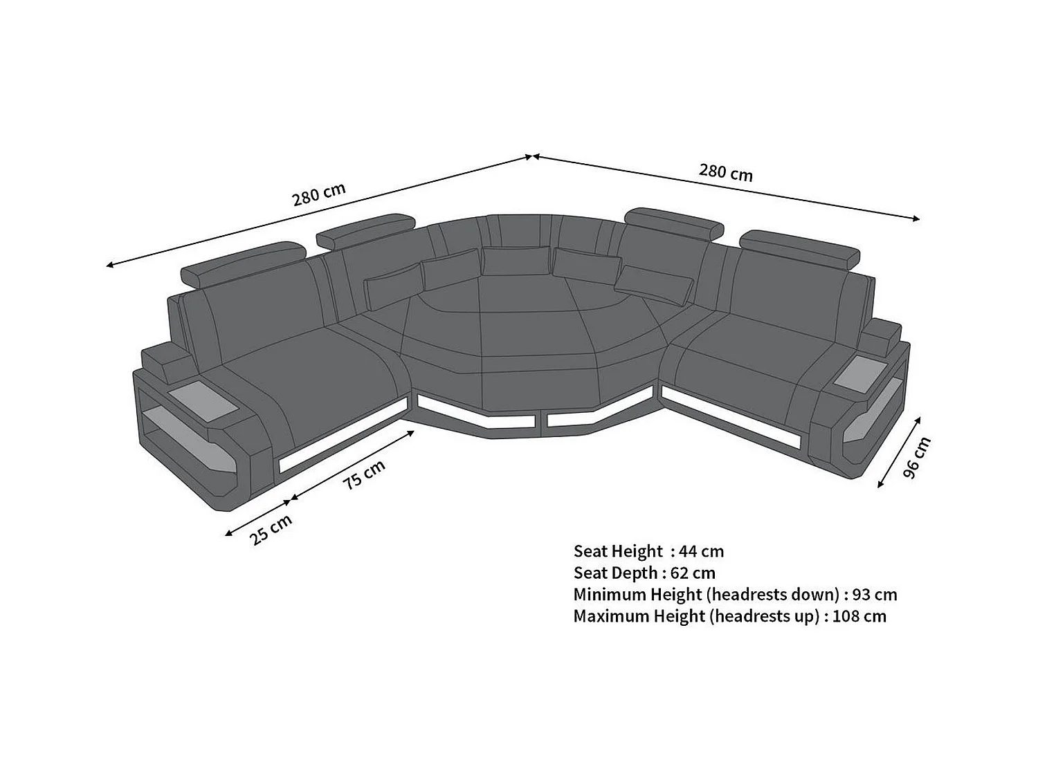 Ledersofa Asti L Mini Ledermix Schwarz