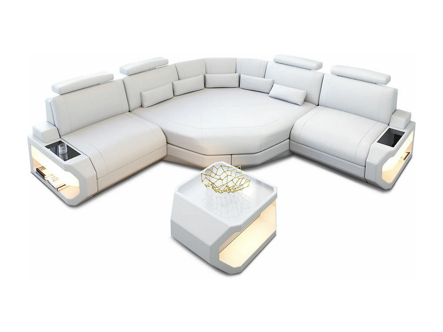 Ledersofa Asti L Mini Ledermix Weiß