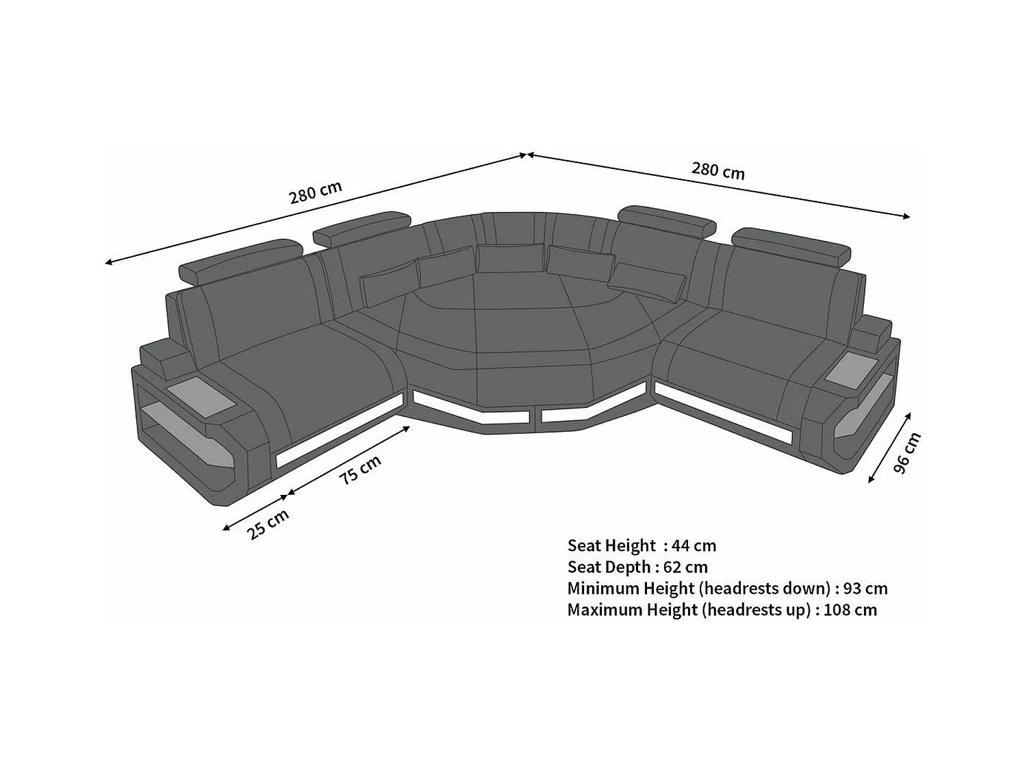 Ledersofa Asti L Mini Echtleder Schwarz
