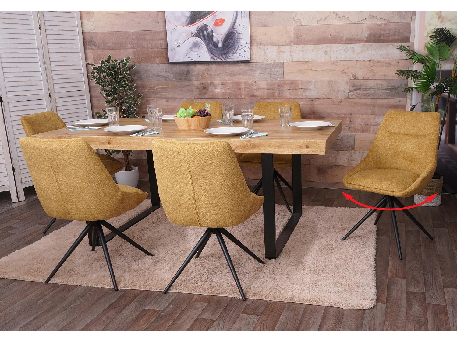 Chaise de salle à manger MCW-M65,  jaune moutarde