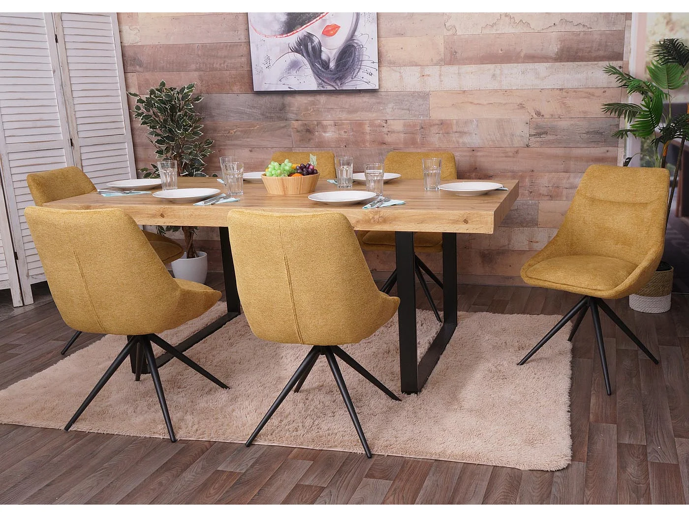 Chaise de salle à manger MCW-M65,  jaune moutarde