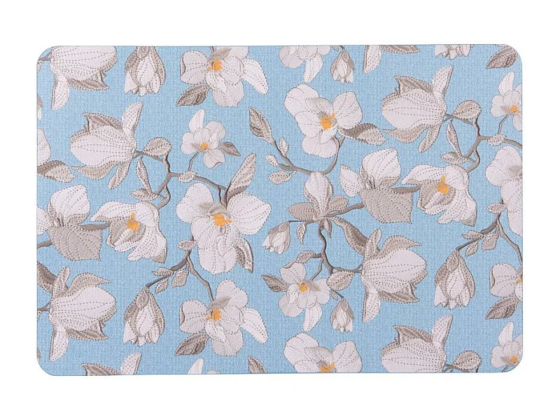 Set de table magnolias rectangulaire bleu 44.5x33 cm (lot de 2)