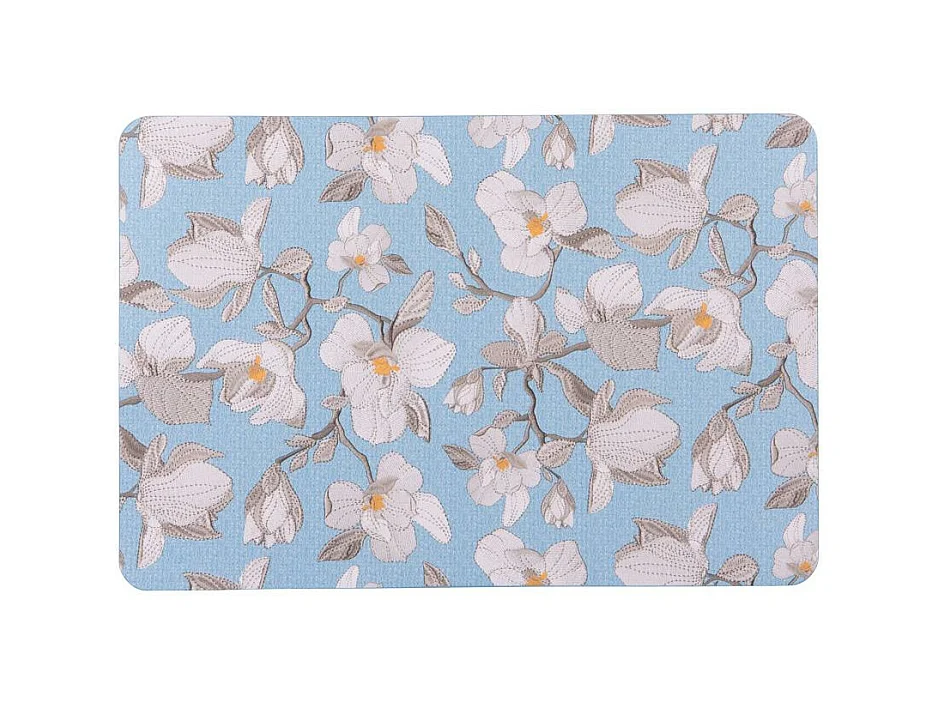 Set de table magnolias rectangulaire bleu 44.5x33 cm (lot de 2)