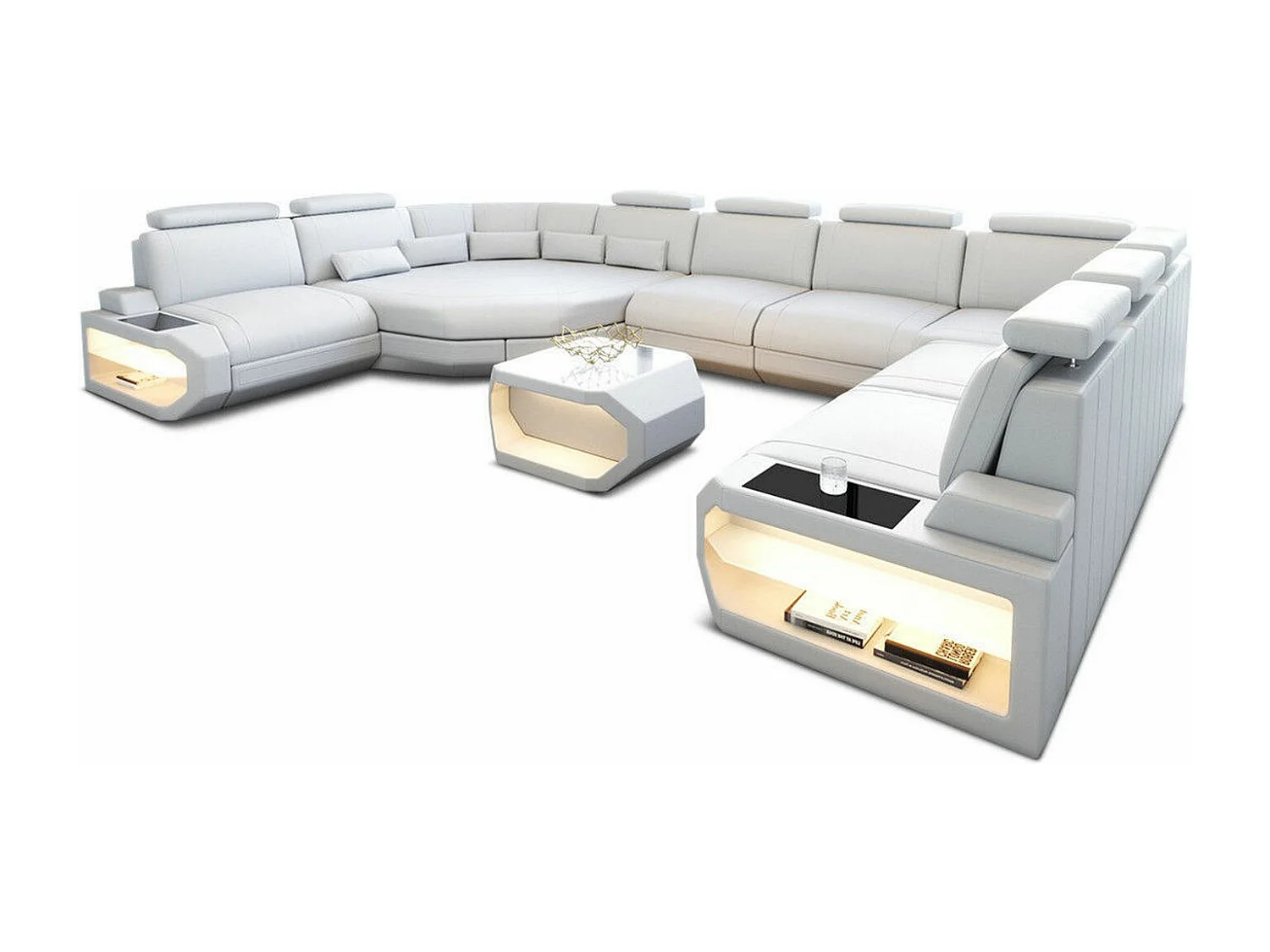 Sofa Asti U Leder Kunstleder Weiß Rechts