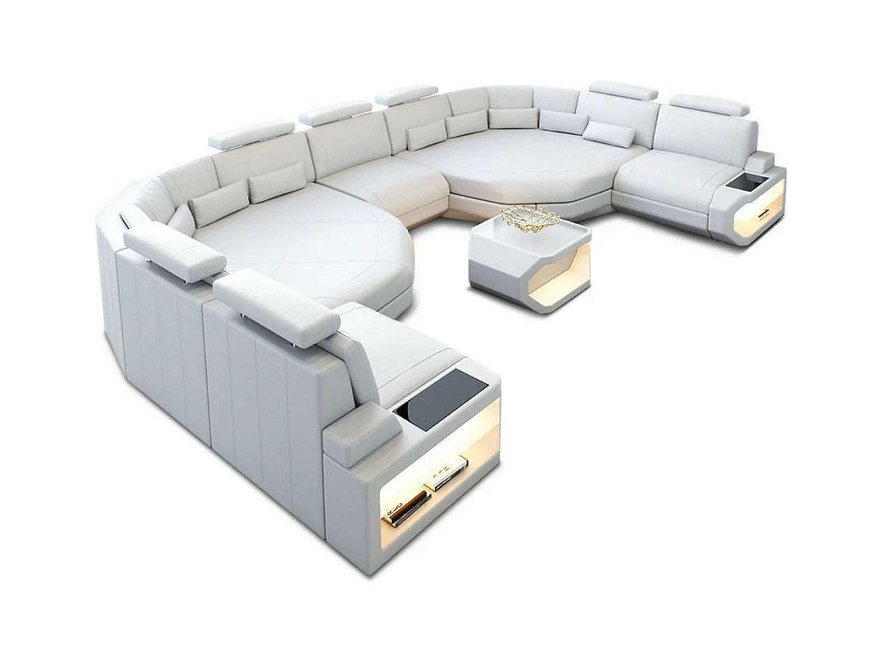XXL Sofa Asti Leder Kunstleder Weiß