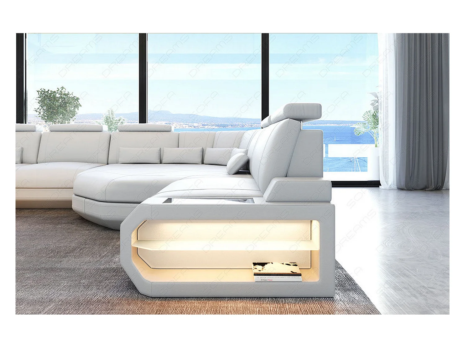 XXL Sofa Asti Leder Kunstleder Weiß