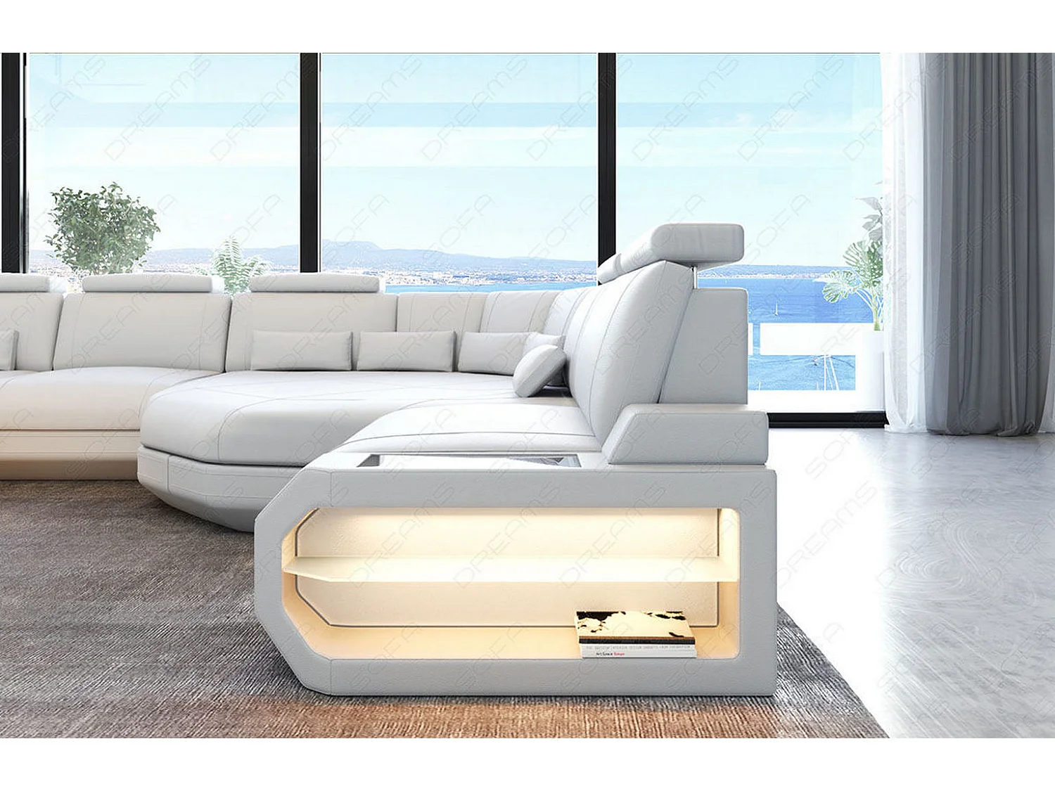 XXL Sofa Asti Leder Kunstleder Weiß