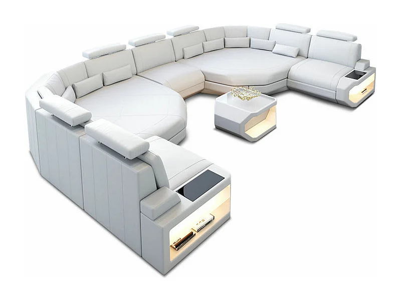XXL Sofa Asti Leder Kunstleder Weiß