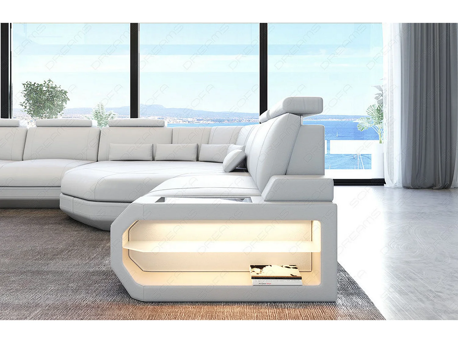 Sofa Asti U Leder Kunstleder Weiß Links