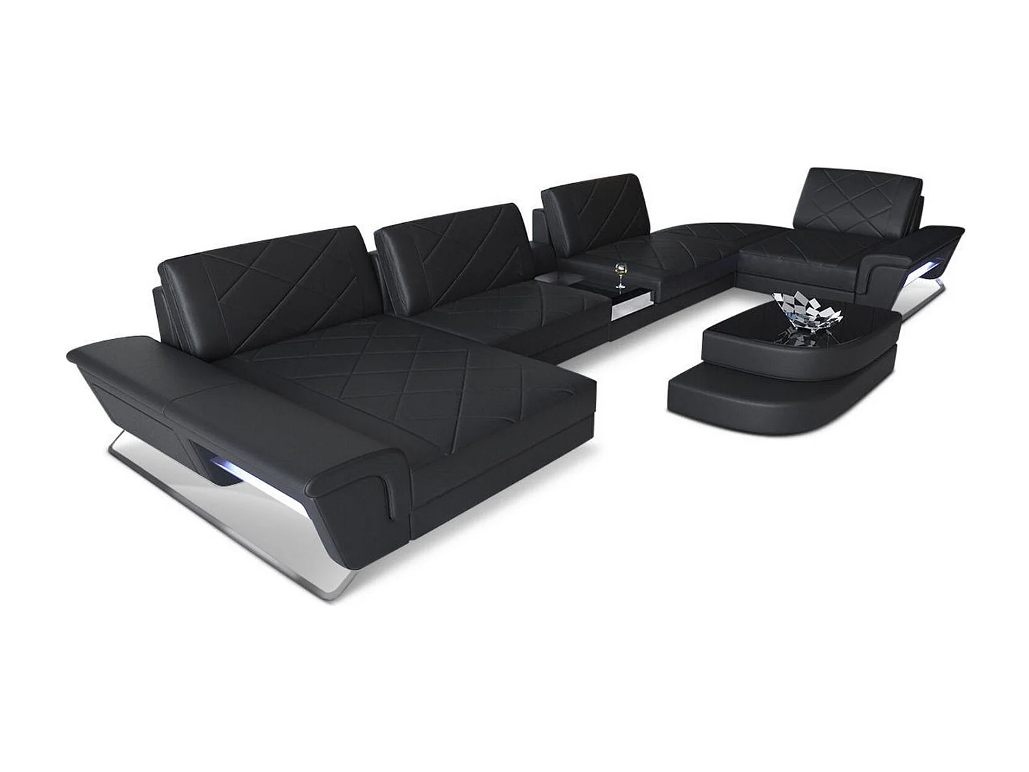 Sofa Bari U Leder Kunstleder Schwarz Links