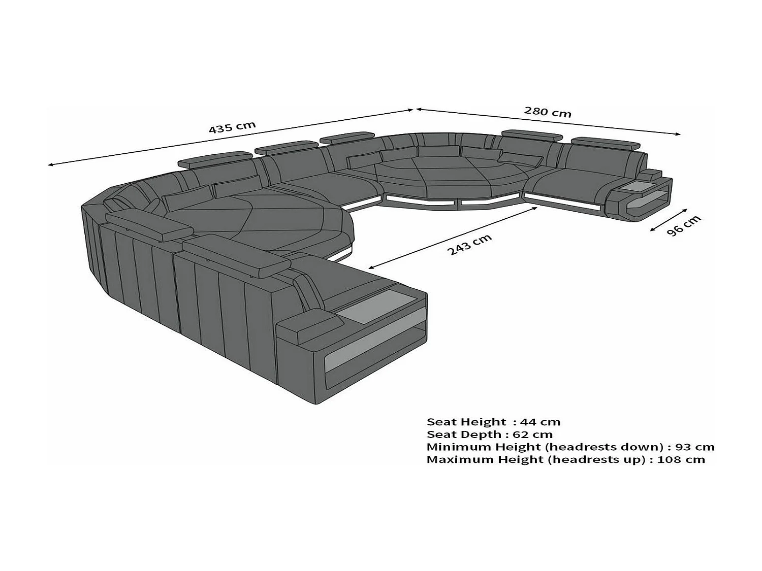 XXL Sofa Asti Leder Ledermix Weiß