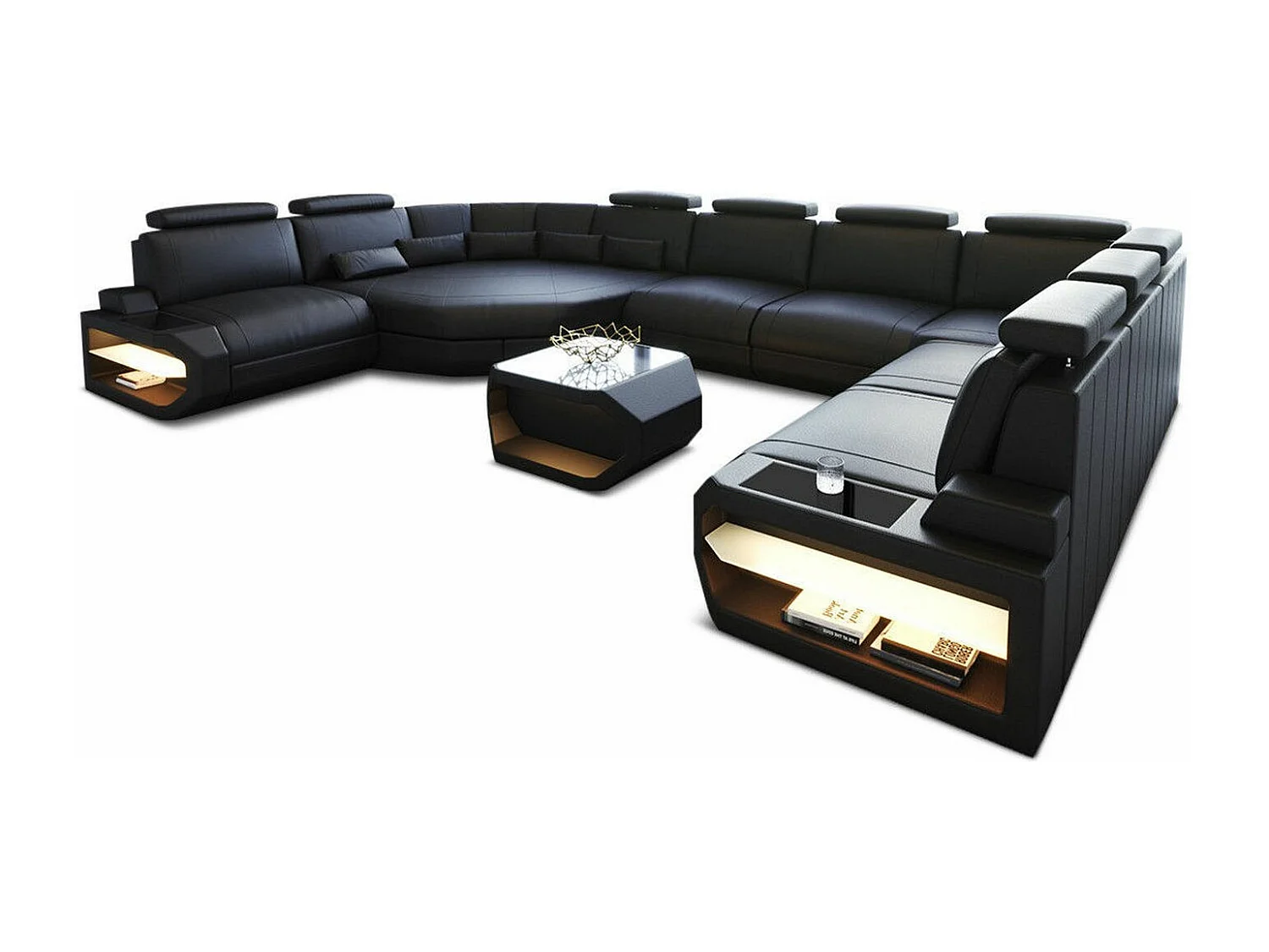 Sofa Asti U Leder Kunstleder Schwarz Rechts