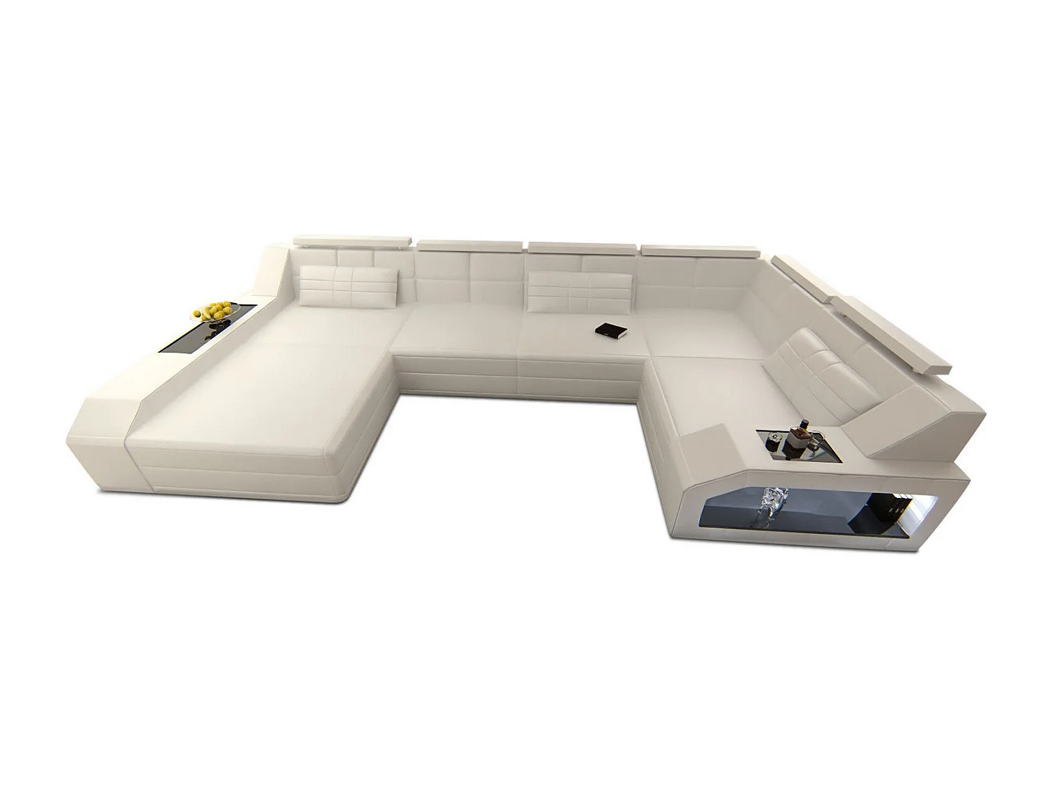 Sofa Arezzo U Leder Ledermix Weiß Links