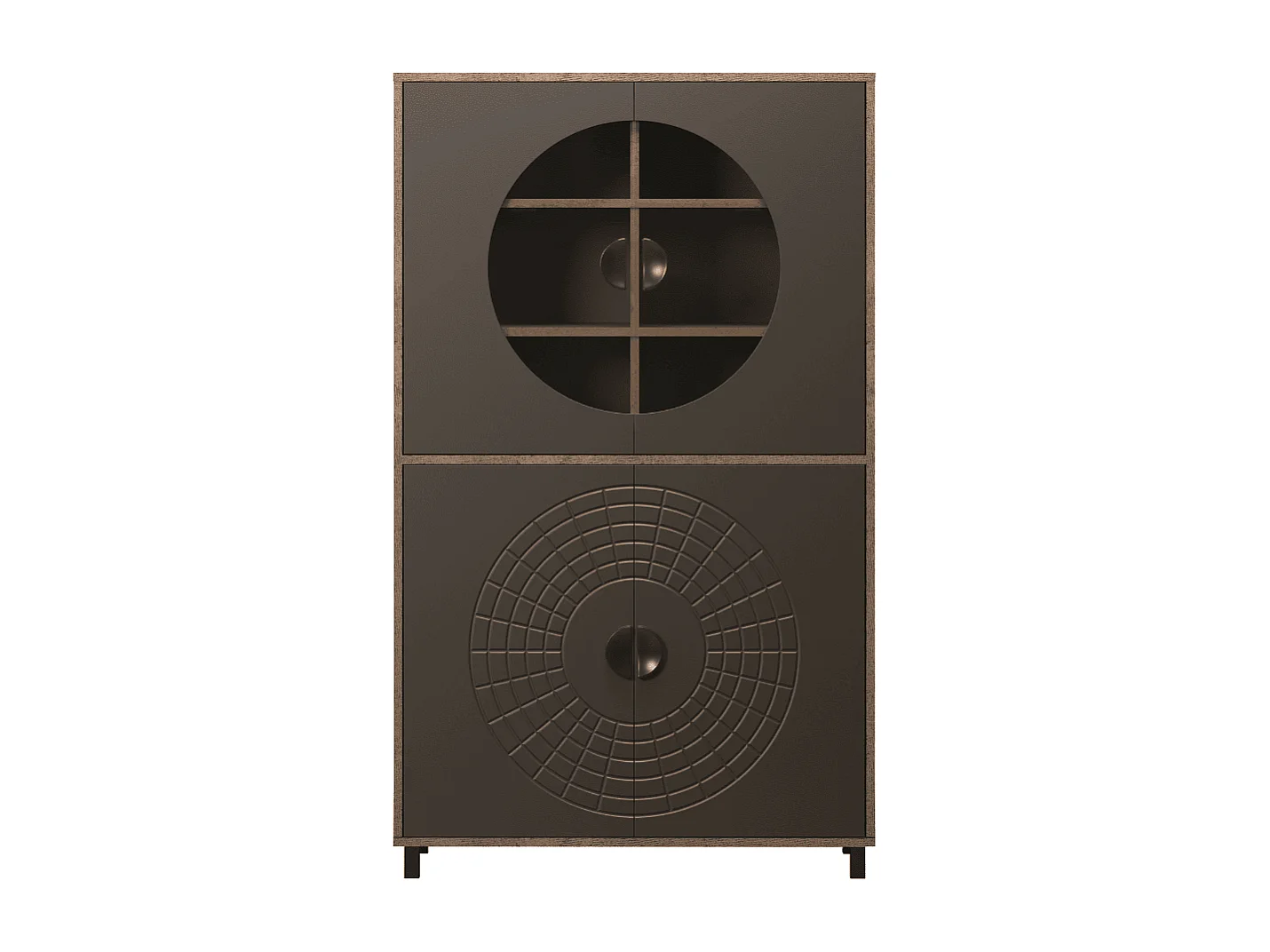 Buffet haut 4 portes dont 2 avec verre trempé H163 cm - FUSION