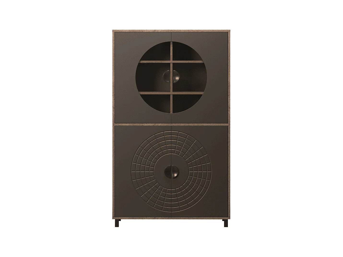 Buffet haut 4 portes dont 2 avec verre trempé H163 cm - FUSION