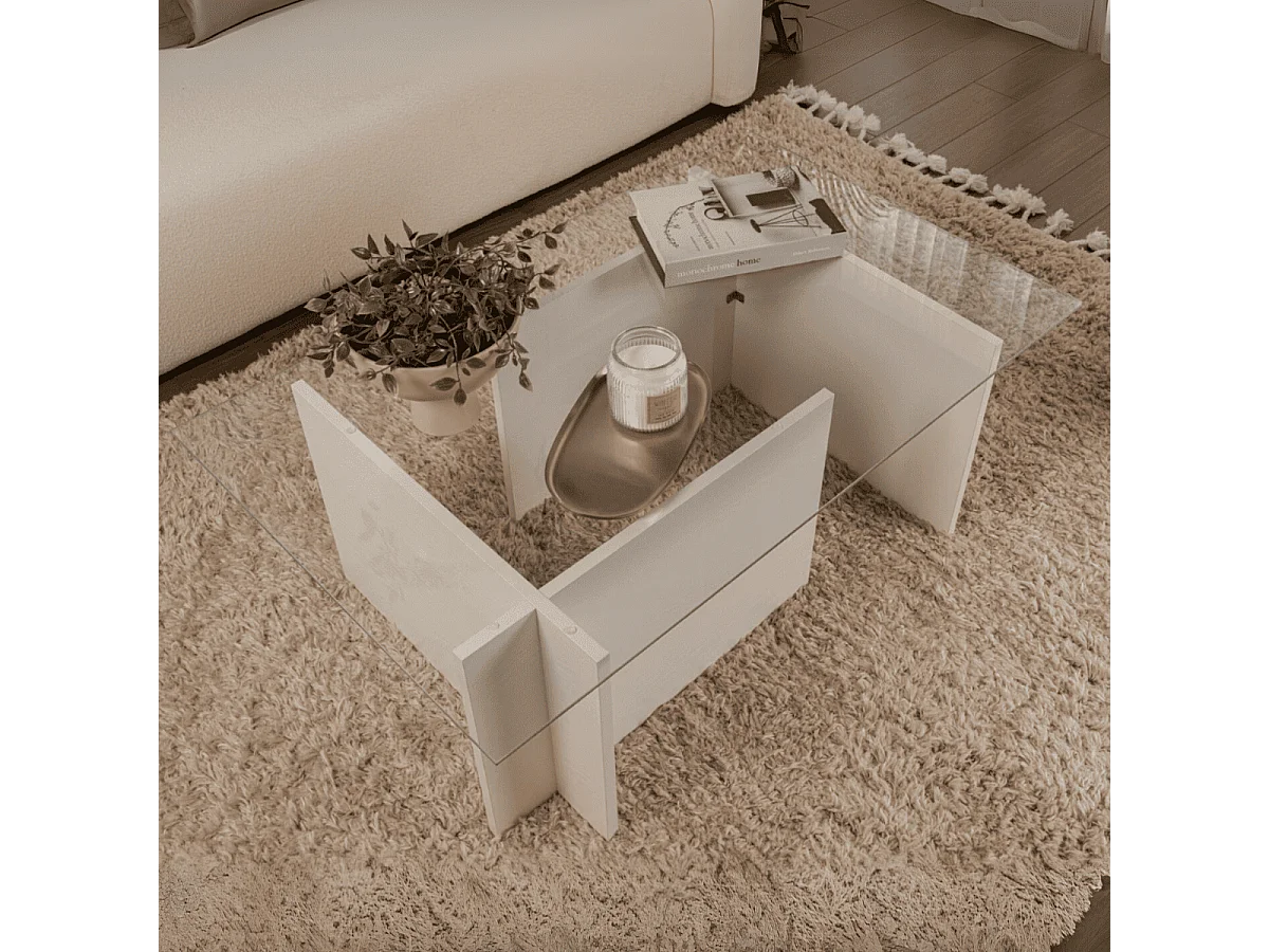 Tavolino con piano in vetro L105 cm - NOAH