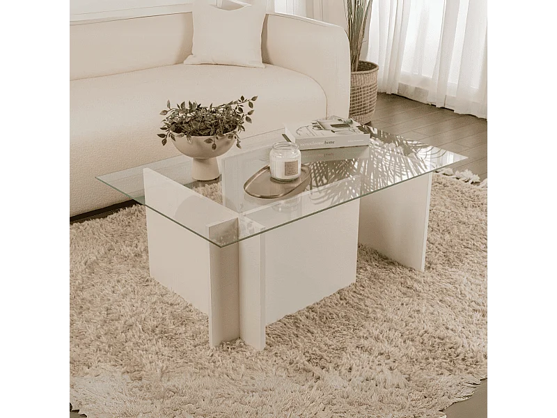 Tavolino con piano in vetro L105 cm - NOAH