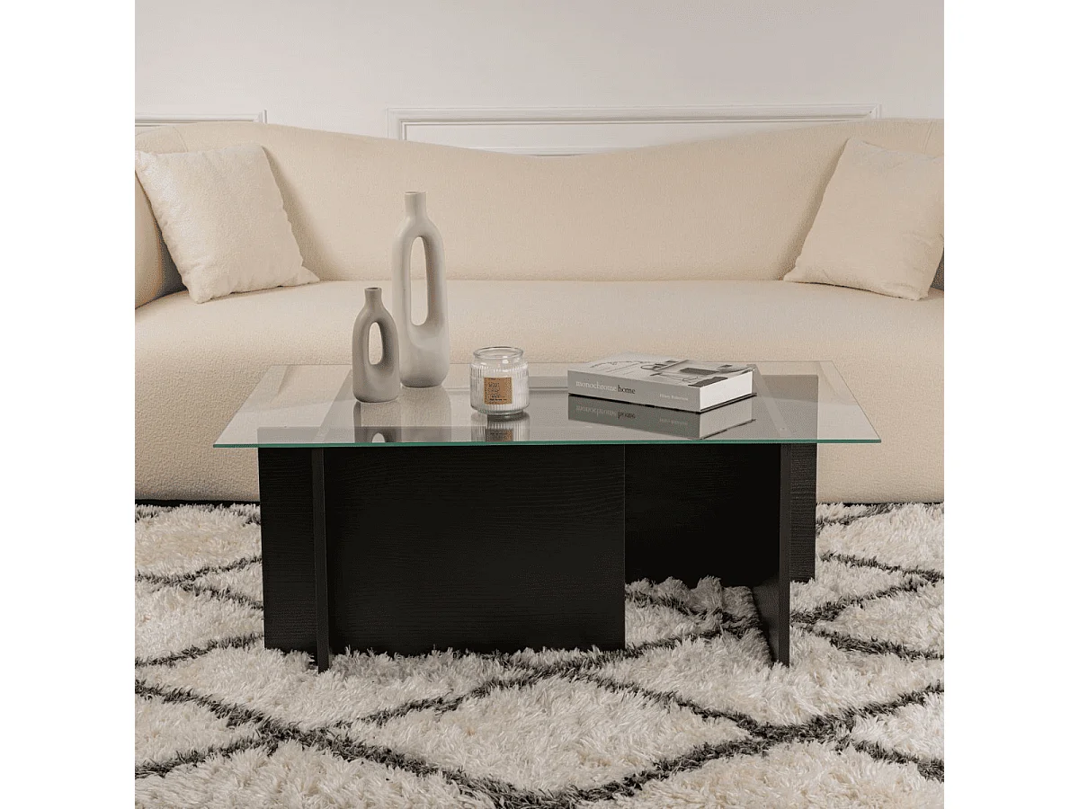 Salontafel met glazen blad L105 cm - NOAH